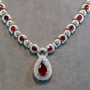 red gemstone necklace